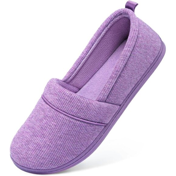 Women's Lightweight Purple Comfy Loafer Memory Foam Non Slip Slippers Boot Shoes - Picture 1 of 7